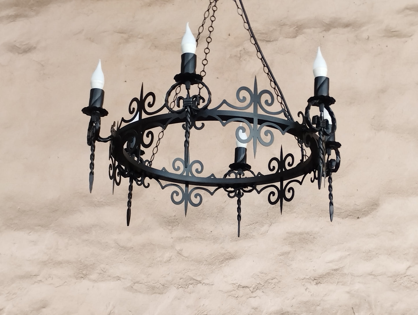 Gothic Wrought Iron Chandelier – Black Metal Ceiling Light Fixture