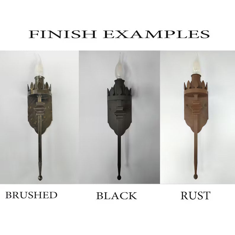 Medieval Forged Torch Wall Sconce |  Wrought Iron Wall Light