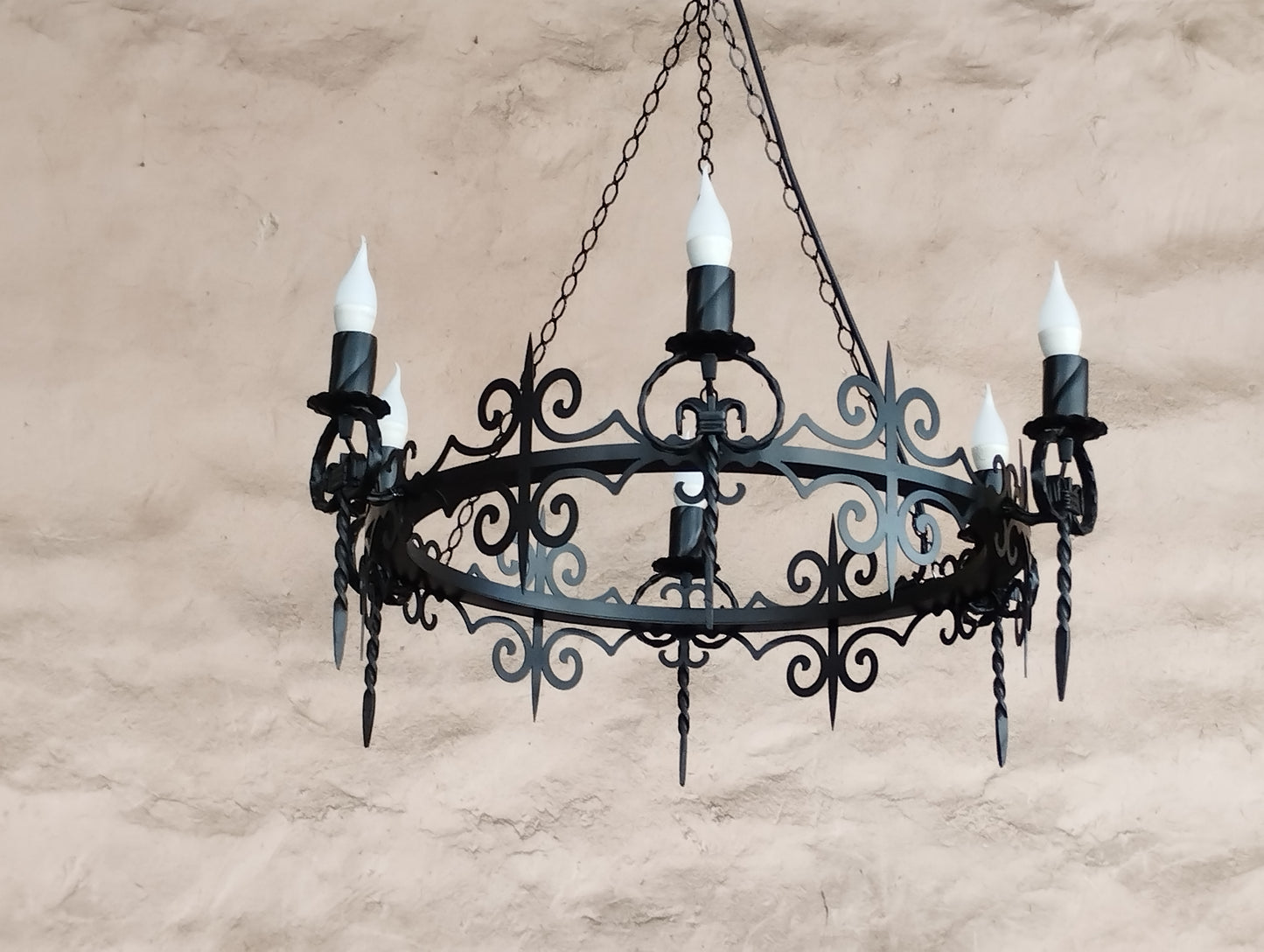 Gothic Wrought Iron Chandelier – Black Metal Ceiling Light Fixture