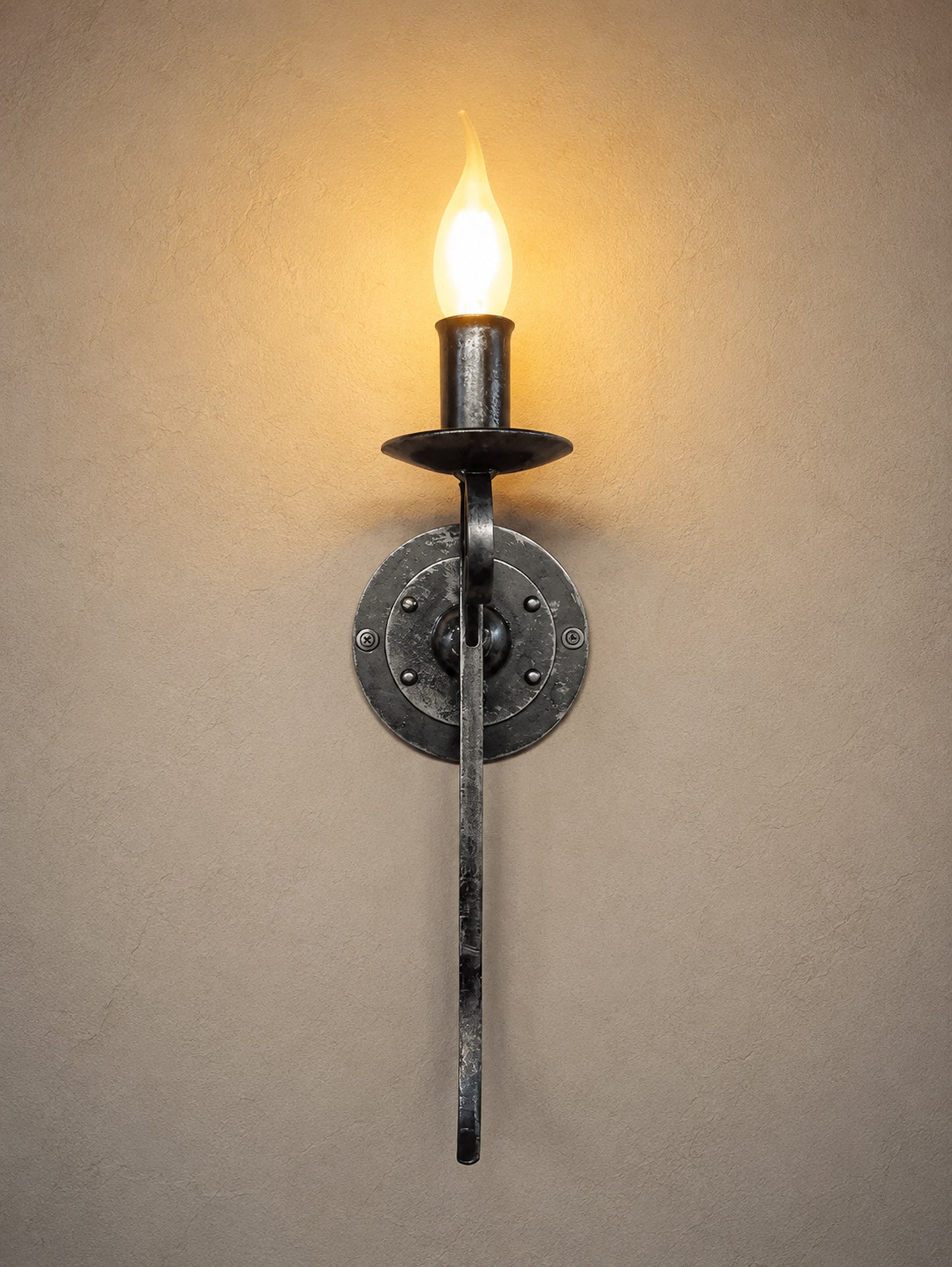 Medieval Forged Torch Wall Sconce |  Wrought Iron Wall Light
