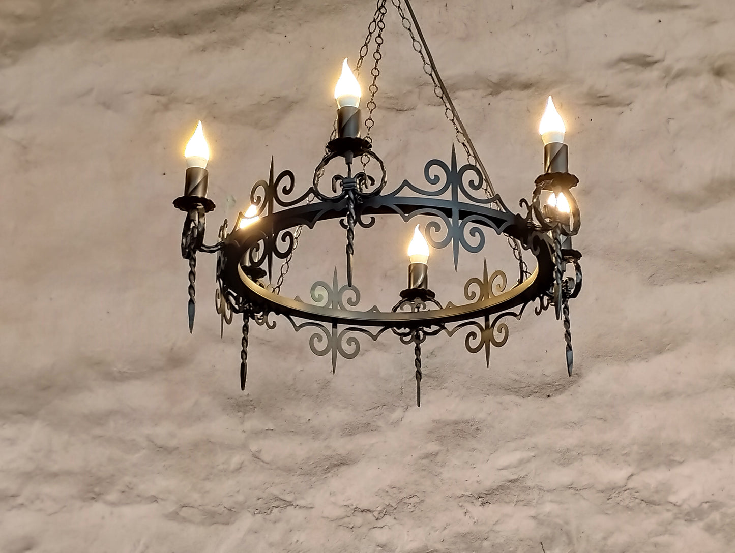 Gothic Wrought Iron Chandelier – Black Metal Ceiling Light Fixture