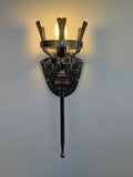 Castle style wall torch sconce. Iron medieval lighting