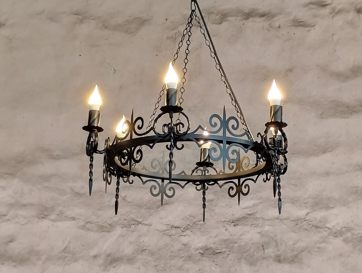 Gothic Wrought Iron Chandelier – Black Metal Ceiling Light Fixture