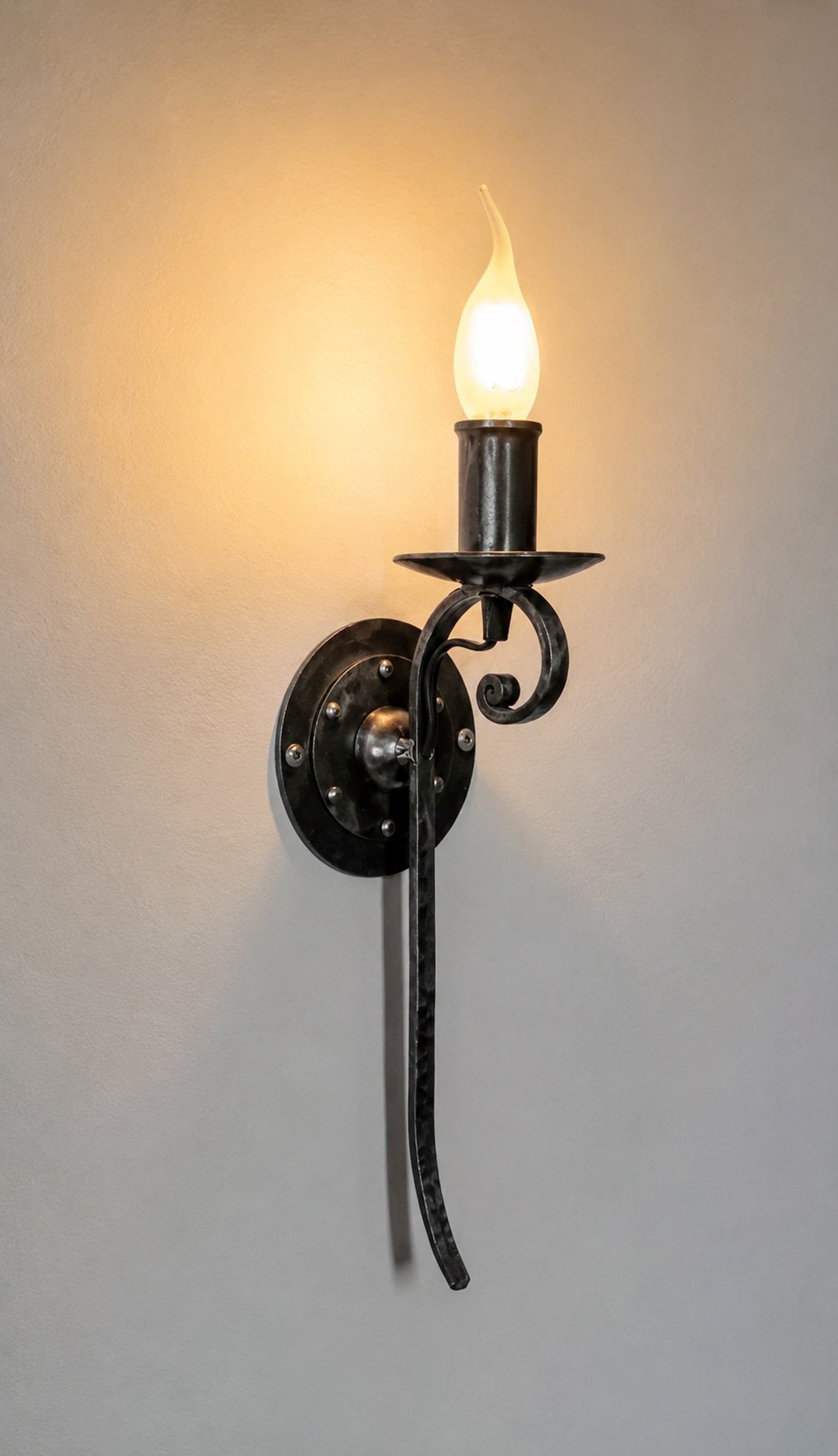 Medieval Forged Torch Wall Sconce |  Wrought Iron Wall Light