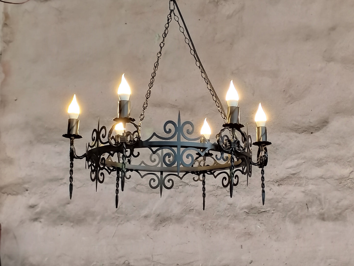 Gothic Wrought Iron Chandelier – Black Metal Ceiling Light Fixture