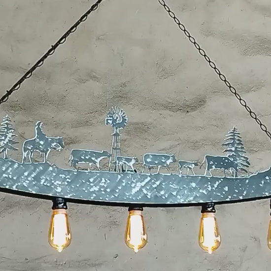 Farmhouse light fixture. Cattle. Farm pendant light. Cabin lights. Ceiling barn lights
