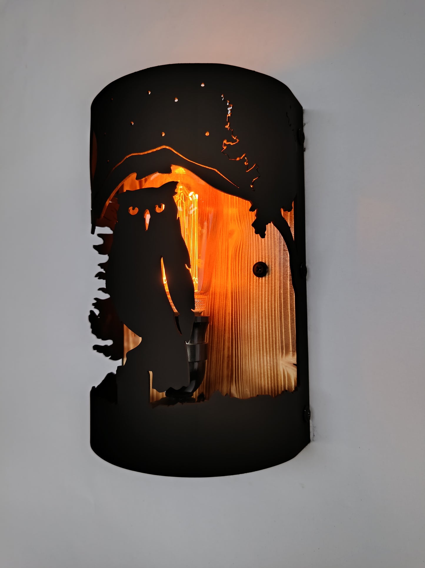 Rustic Owl Wall Light | Handmade Cabin Wall Sconce