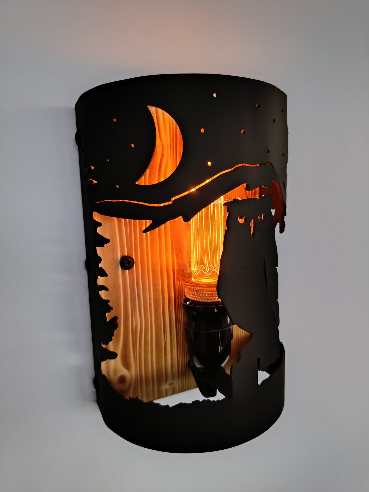 Rustic Owl Wall Light | Handmade Cabin Wall Sconce