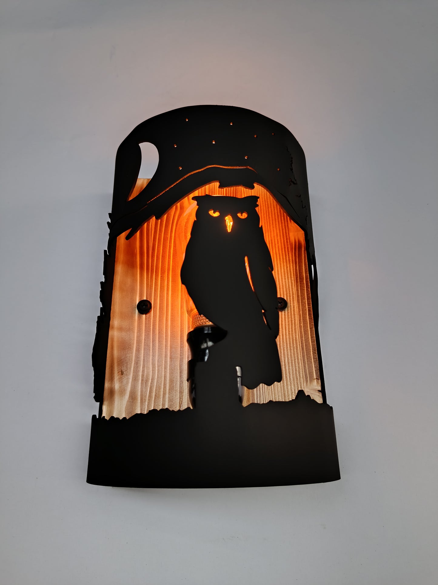 Rustic Owl Wall Light | Handmade Cabin Wall Sconce