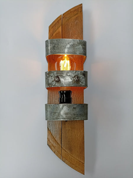 Wine Barrel sconce - Recycled oak barrel wood wall light