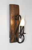 Rustic wall lamp - Wood and wrought iron sconce - Barrel Wall lights