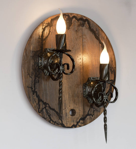 Wrought iron wall light - Double sconce - Rustic wall fixture