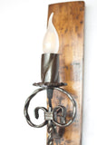 Rustic wall lamp - Wood and wrought iron sconce - Barrel lights