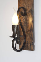 Rustic wall lamp - Wood and wrought iron sconce - Barrel Wall lights