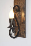 Rustic wall lamp - Wood and wrought iron sconce - Barrel Wall lights