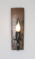 Rustic wall lamp - Wood and wrought iron sconce - Barrel Wall lights