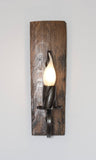 Rustic wall lamp - Wood and wrought iron sconce - Barrel Wall lights