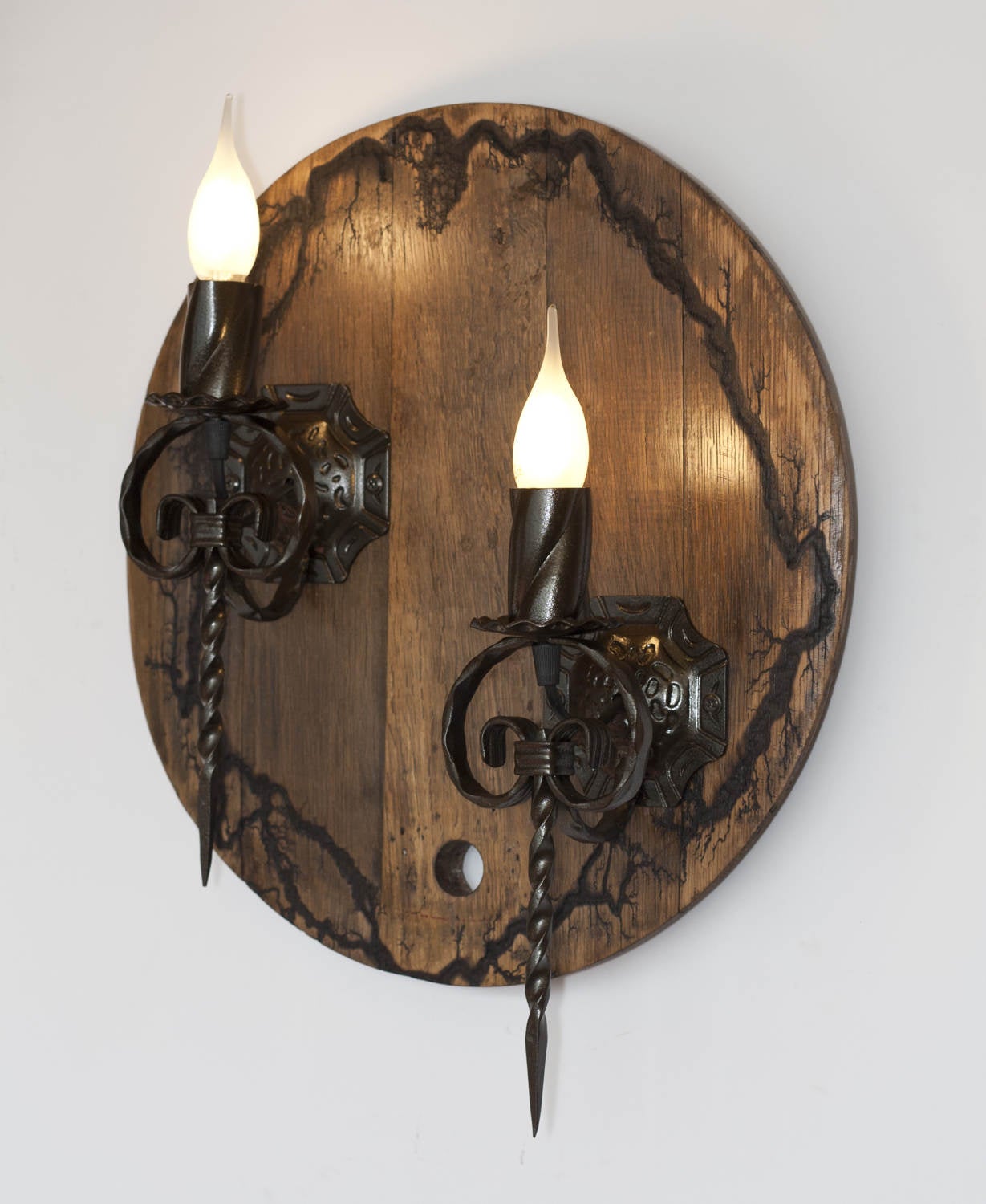 Wrought iron wall light - Double sconce - Rustic wall fixture