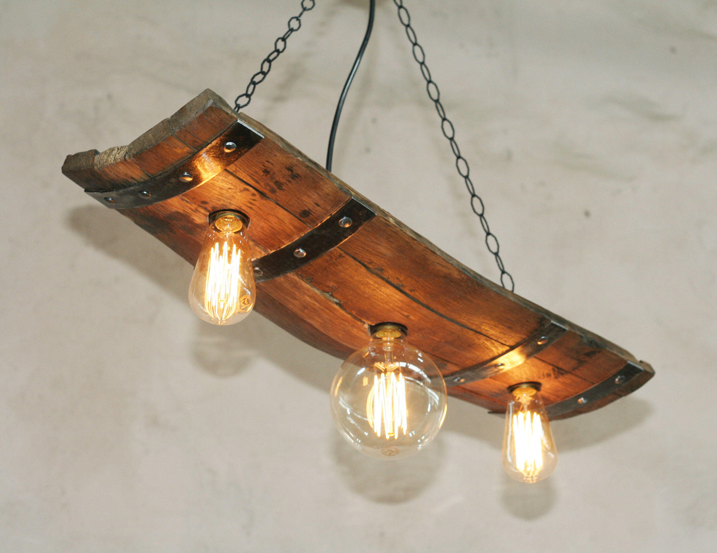 Wine barrel ceiling light rustic oak reclaimed pendant