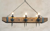 Wood beam and wrought iron chandelier - King II