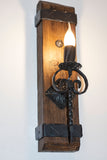 Wood and wrought iron wall light - Rustic wall light