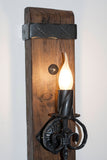 Wood and wrought iron wall light - Rustic wall light