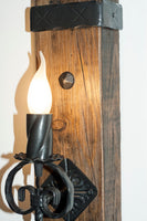 Wood and wrought iron wall light - Rustic wall light