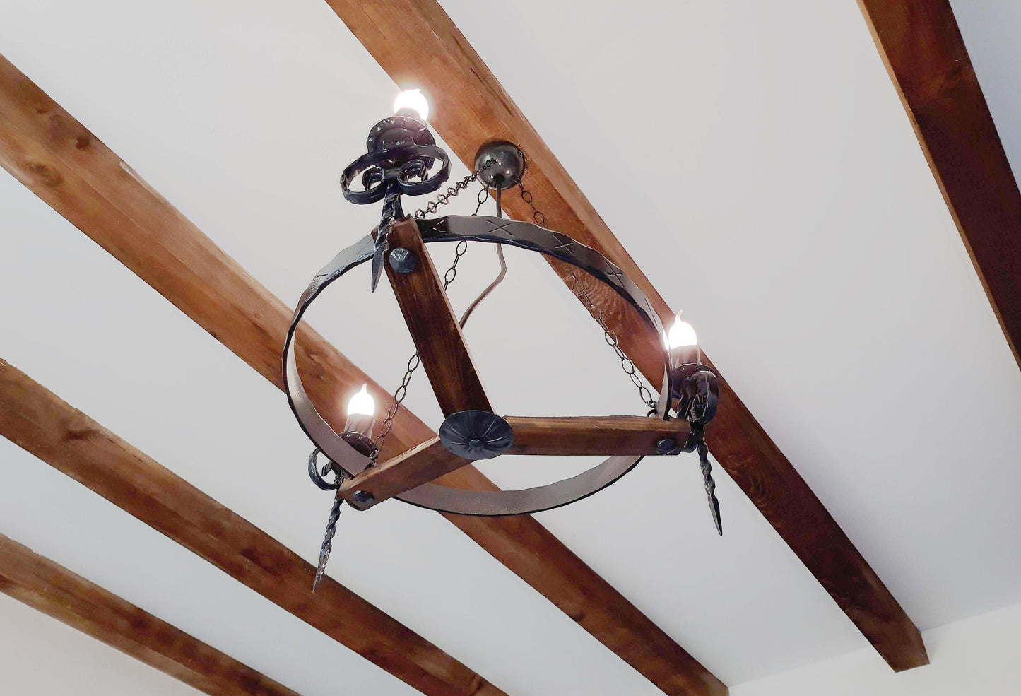 Lustre - Lustre en fer forgé - Plafonnier trois lumières