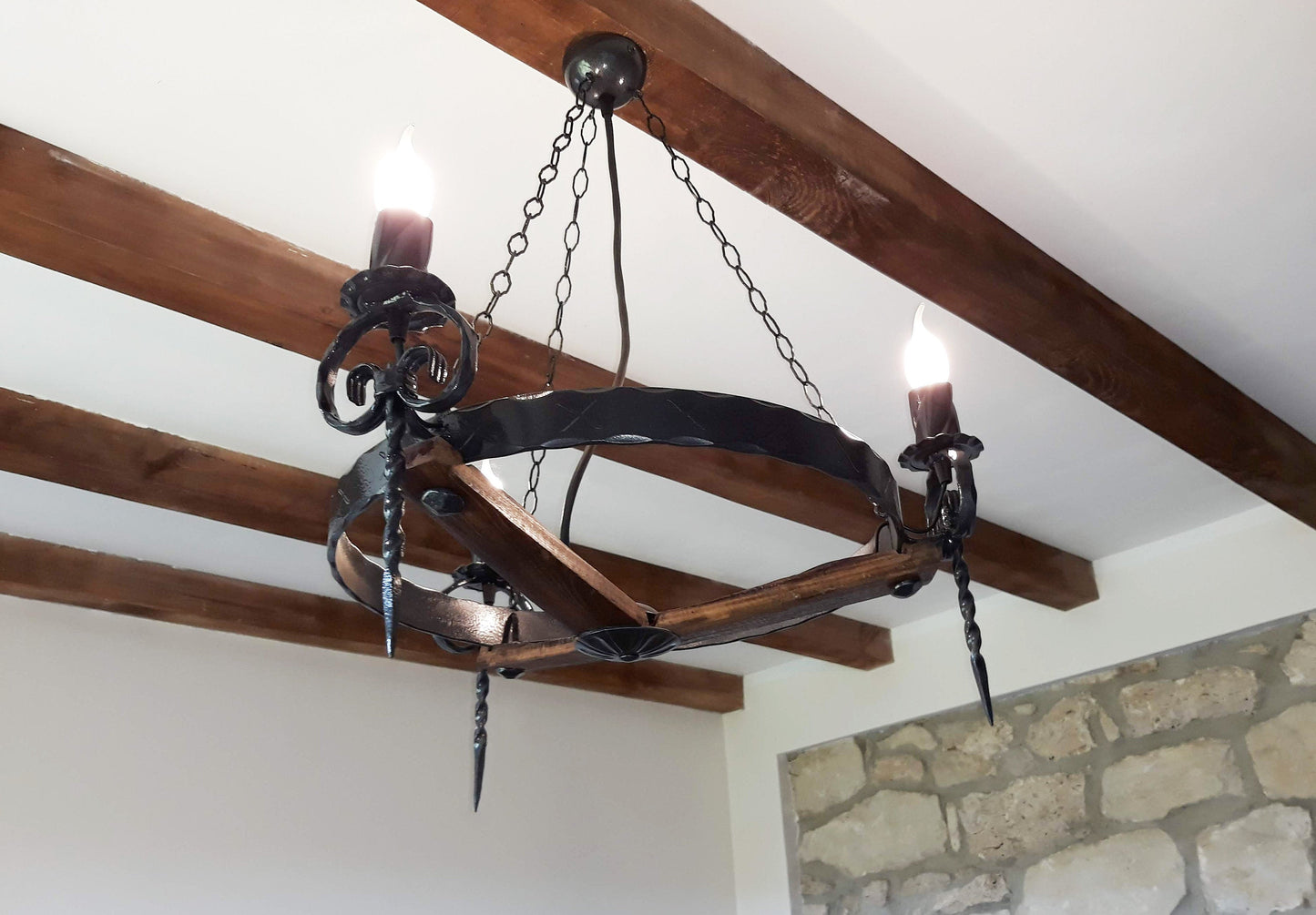 Lustre - Lustre en fer forgé - Plafonnier trois lumières