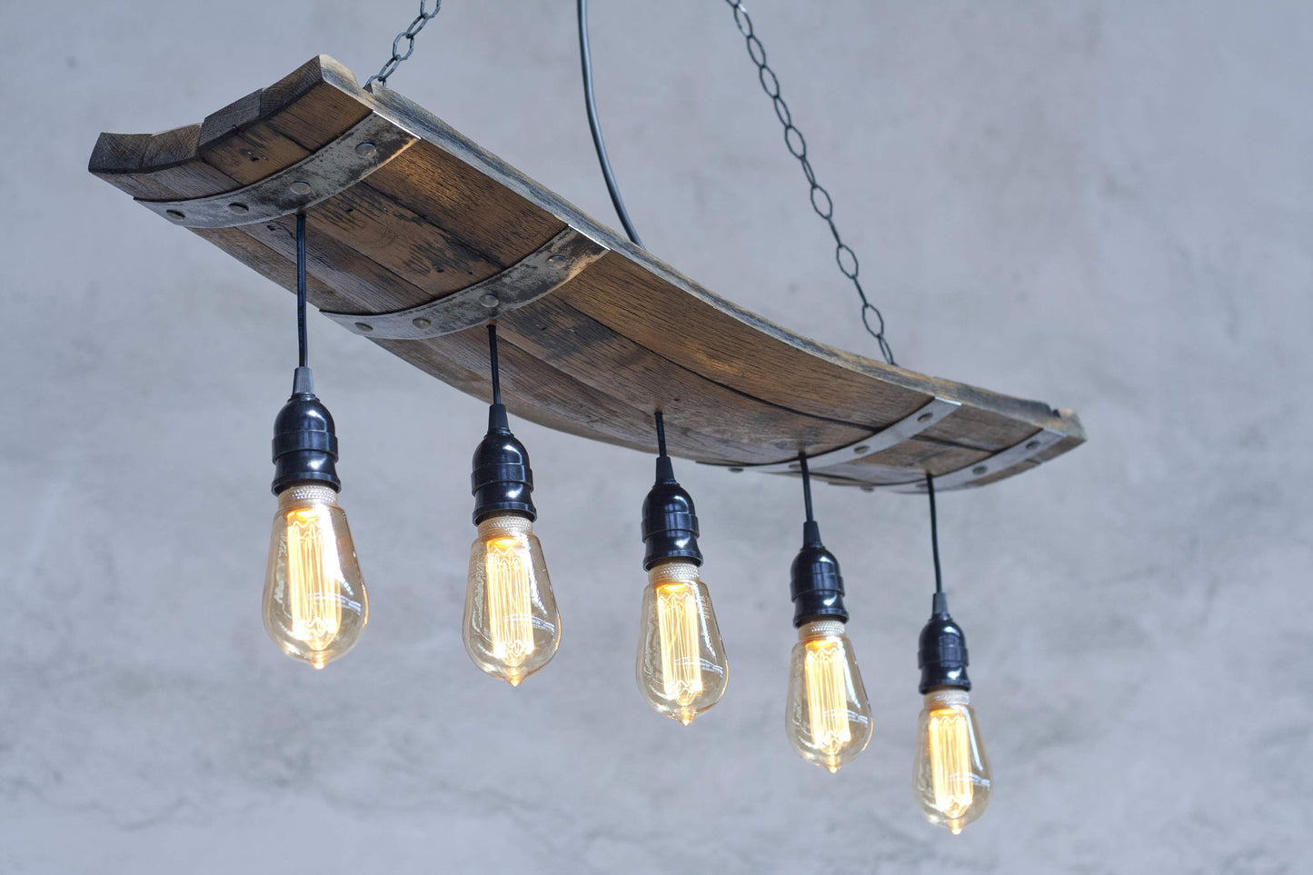 Rustic Ceiling Lights - Wine barrel pendant light -  Five lights Chandelier