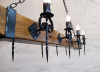 Wood beam chandelier lighting - King III