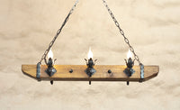 Farmhouse chandelier lighting - Wrought iron and wood beam chandelier - Ceiling light fixture