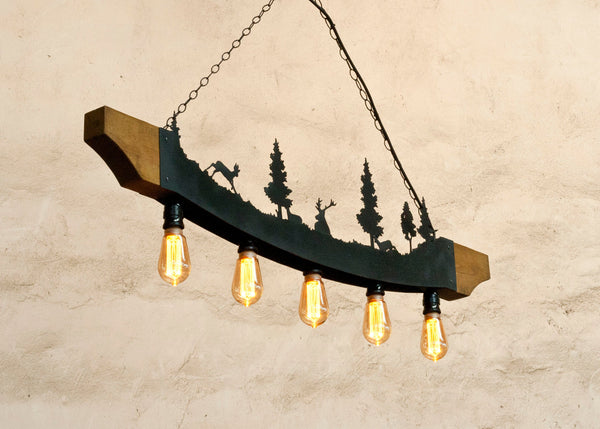 Rustic Five lights Fixture - Cabin Chandelier - Rustic Ceiling Lights