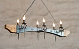 Chandelier lighting, Ceiling lights, Wrought iron chandelier, Six arms wood and iron chandelier, Rustic chandelier, Rustic ceiling lights