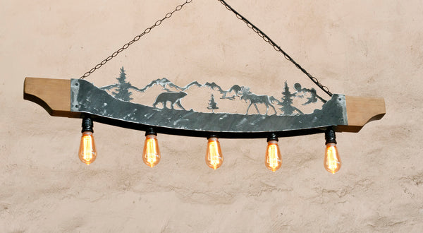 Rustic Pendant Lights Bear and Moose Cabin Lighting