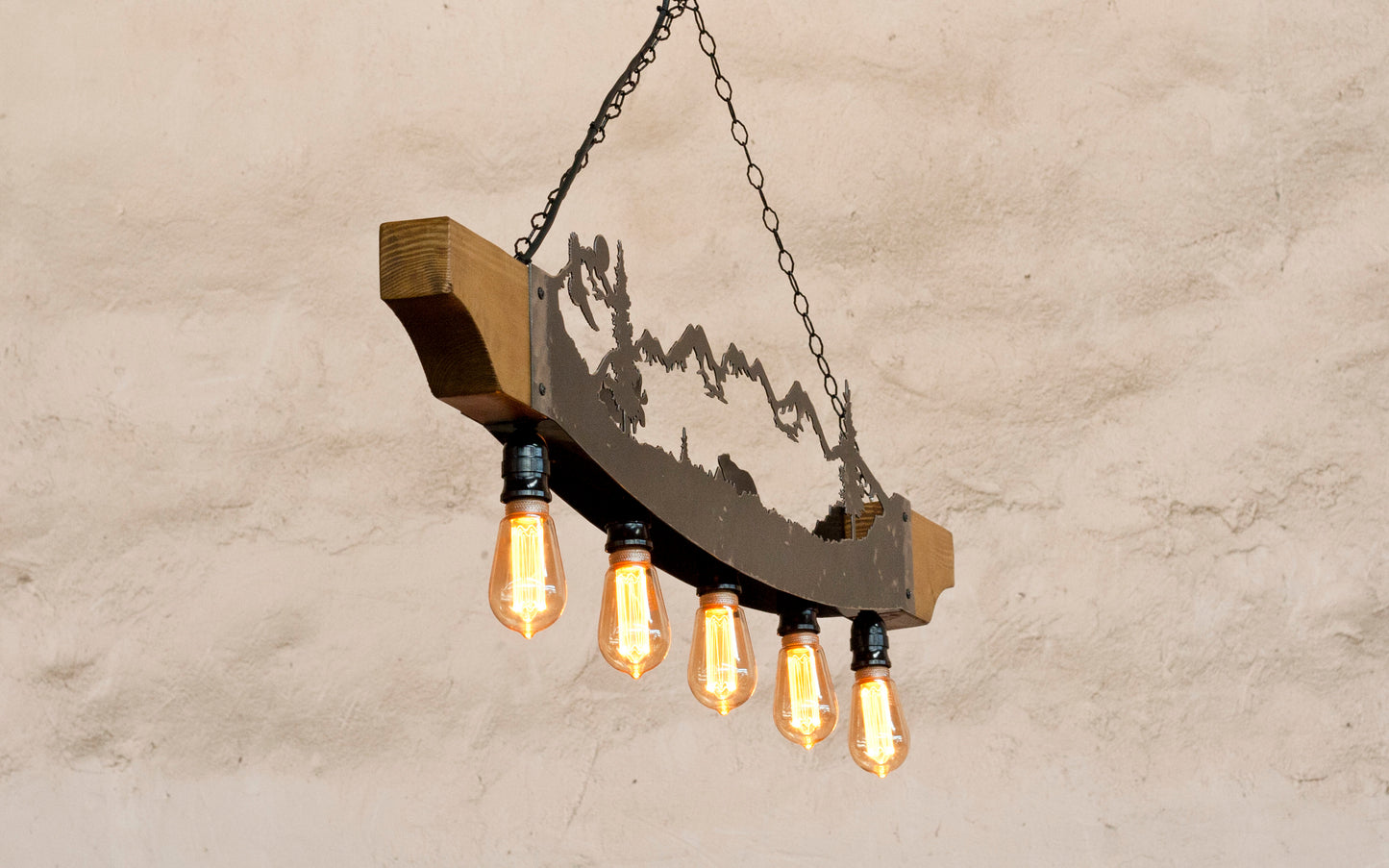 Rustic Pendant Lights Bear and Moose Cabin Lighting