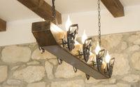 Wood beam lights - Iron chandelier