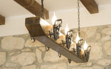 Wood beam lights - Iron chandelier