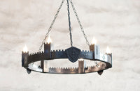 large Ancient Medieval Iron Chandelier - Templar