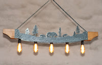 Rustic five lights fixture - Bears - Wildlife pendant light - Cabin lights