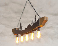 Rustic five lights fixture - Bears - Wildlife pendant light - Cabin lights