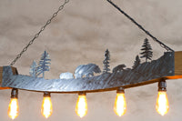 Rustic five lights fixture - Bears - Wildlife pendant light - Cabin lights