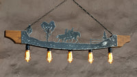 Rustic five lights fixture - Horse riders - Farm pendant light - Cabin lights - Ceiling lights