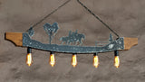 Rustic five lights fixture - Horse riders - Farm pendant light - Cabin lights - Ceiling lights