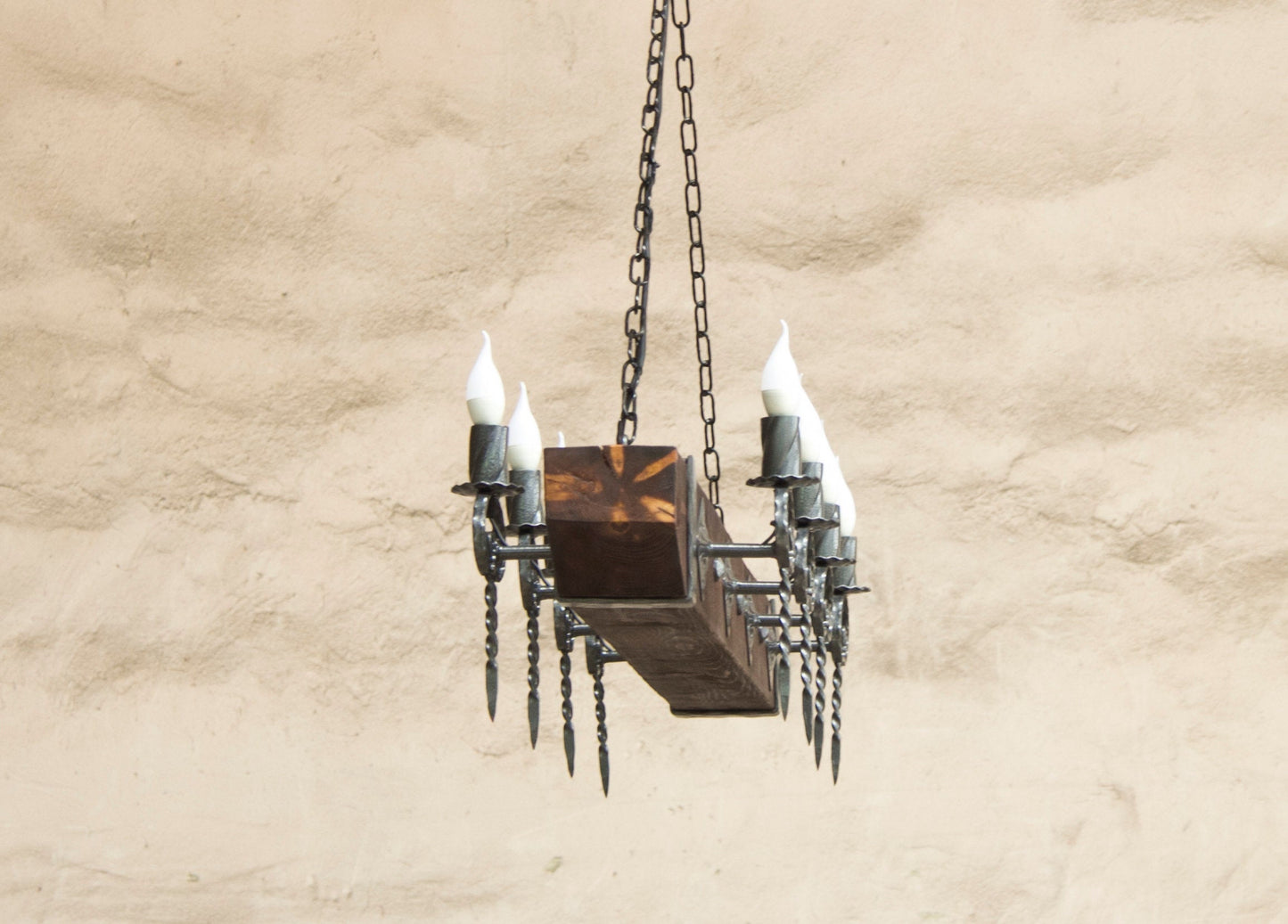 Lustre à poutres en bois Éclairage - Lustre en bois - Plafonniers rustiques - Éclairage médiéval