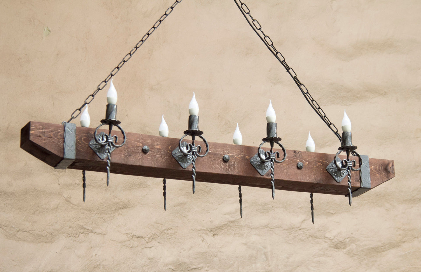 Lustre à poutres en bois Éclairage - Lustre en bois - Plafonniers rustiques - Éclairage médiéval