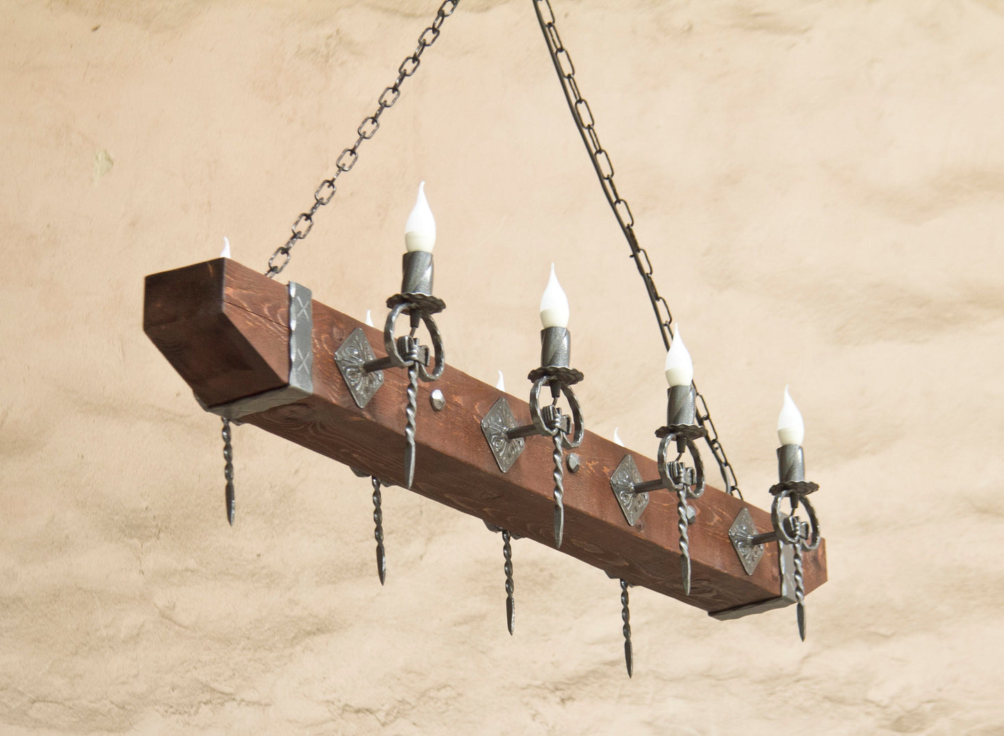 Lustre à poutres en bois Éclairage - Lustre en bois - Plafonniers rustiques - Éclairage médiéval