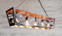 Cabin lights - Ceiling light fixture - Bears fishing salmon - Lodge lighting - Log house chandelier