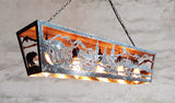 Cabin lights - Ceiling light fixture - Bears fishing salmon - Lodge lighting - Log house chandelier