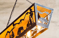 Rustic ceiling light - Cabin lights - Log house chandelier. Lodge lighting - Wildlife scene